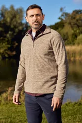 Snowdon' Mens Fleece Top Half Zip Breathable Quick Dry Sweater Brown - Size Medium