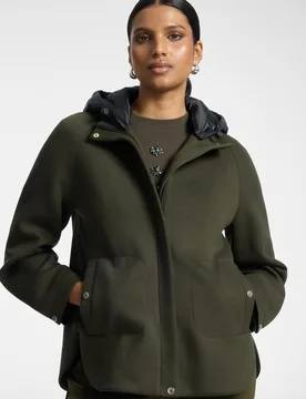 Parka de mujer en scuba con capucha longitud media ajuste regular - Elena Miró - FashionsVida