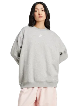 Essentials Long Oversized Crew Sweatshirt Damen Sweatshirts - Grau - Größe S (34-36) - Baumwoll-Jersey Grey S (34-36) - Adidas - FashionsVida