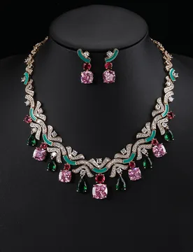 Luxury Cubic Zirconia ,Colors White , Green, Earrings Necklace Jewelry Sets for Women Bridal Wedding Costume Accessories CN10909 - Aliexpress - FashionsVida