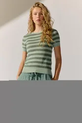 Inen T-Shirt striped knitted femae