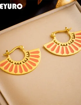 DIEYURO 316L Stainless Steel Geometric Semicircular Hoop Earrings For Women Girl New Trend Ear Buckle Non-fading Jewelry Gift - Aliexpress - FashionsVida