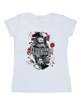 Women's Jack Sparrow Cotton T-Shirt in White Size: Medium - White - Size: M - Disney - FashionsVida