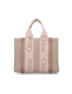 Chloé Linen & Calf Leather Shoulder Bag