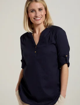 Petra Womens Relaxed Fit 3/4 Sleeve Shirt - Navy - Navy - Size: 20 - Mountain Warehouse - FashionsVida