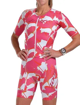Trisuit A Maniche Corte Aero Full Zip Blooms Pink / White 2XL