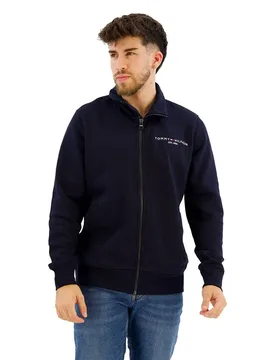 Felpa Con Zip Logo Stand Collar Desert Sky S - Tommy hilfiger - FashionsVida