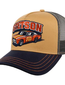 Muscle Car 75 Trucker Cap by - brown-blue - Size: One Size - Stetson - FashionsVida