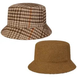 Small Checks Bucket Reversible Hat by - beige - Damen - Size: M (57-58 cm)