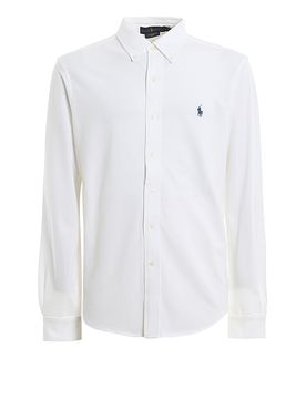 Camicia slim fit in cotone con logo