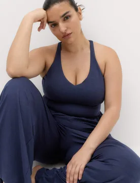 Supersoft Marl Strappy Back Jumpsuit Dark Navy female - Goodmove - FashionsVida