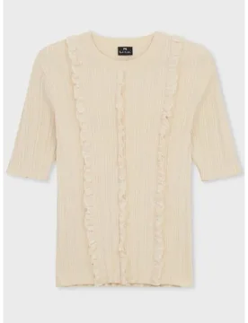Womens Ice White Knitted Short Sleeve Top - Female - White - X-Small - Paul smith - FashionsVida