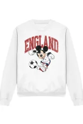 Unisex Mickey Mouse England Football Sweatshirt, White Size: Medium - White - Size: M