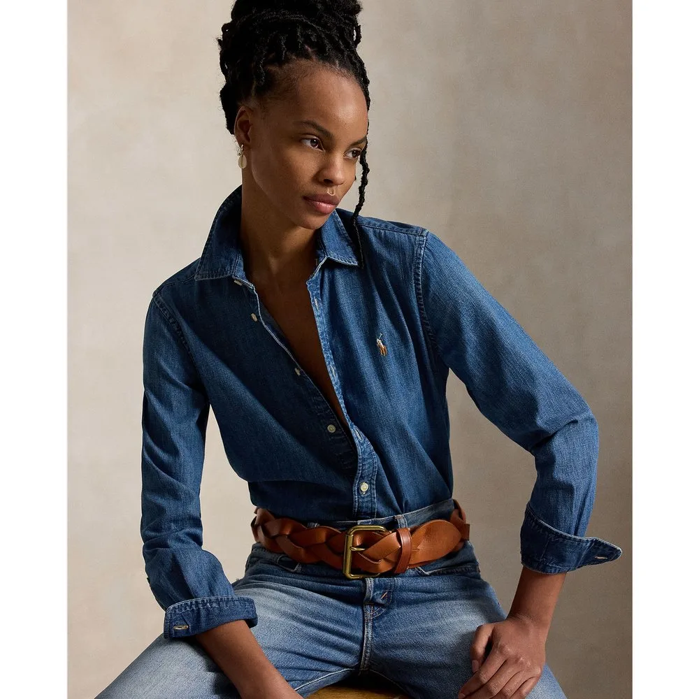 Camisa de mujer de algodón de manga larga - Polo Ralph Lauren - FashionsVida