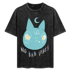 No Bad Vibes Angry Cat T-Shirt UV Sun Protection Tee Shirt