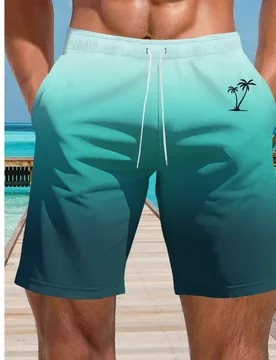 Pantalones cortos de playa estilo hawaiano con impresión 3D para hombre - Secado rápido, cintura con cordón, opción perfecta para salidas de veran - Shein - FashionsVida