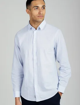 Linen Blend Mens Long Sleeve Button-Up Shirt - - Size: XL - Tokyo Laundry - FashionsVida