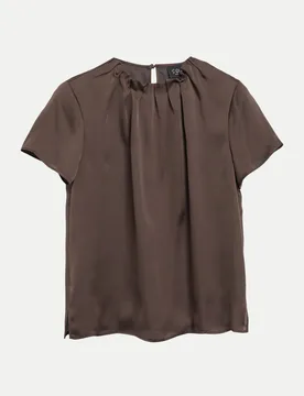 BLACK LABEL Satin Bluse Braun 46 - S. Oliver - FashionsVida