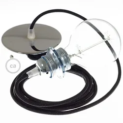 Cables Lampe Suspendue Pendel Pour Abat-jour Rl04 Diy 2 M Black Glittering / Chrome Plated One Size