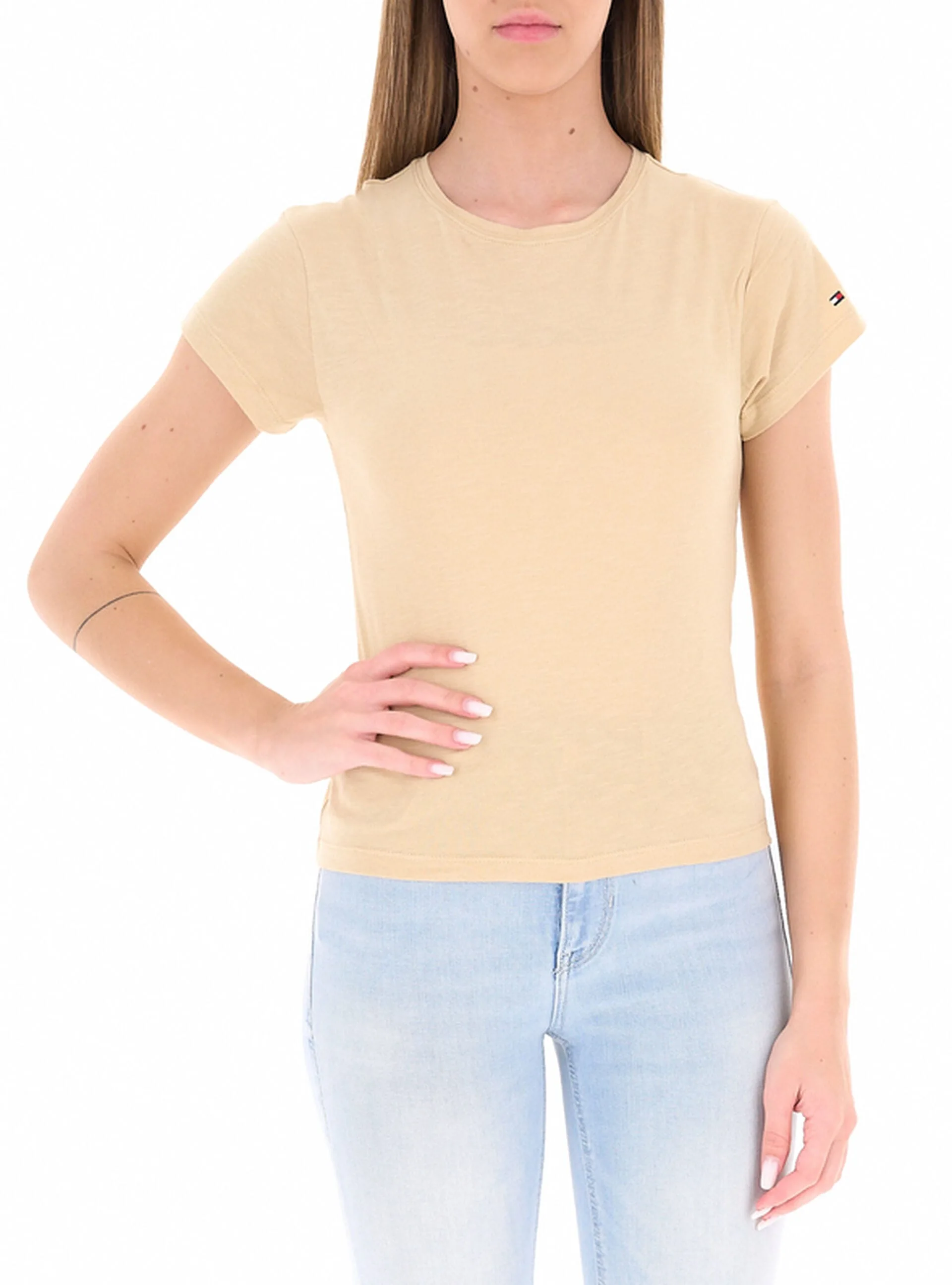 T-shirt girocollo BEIGE M - Tommy hilfiger - FashionsVida