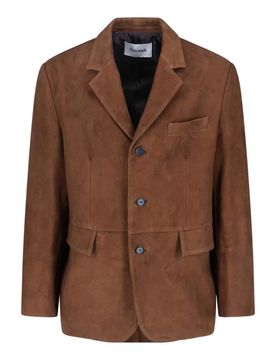 Blazer Monopetto In Pelle Scamosciata