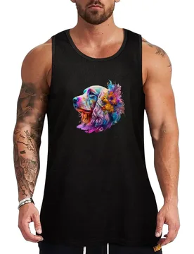 Flower floral cocker spaniel portrait Tank Top Classic Basic Tank Top Regular Fit Casual Sleeveless - Aliexpress - FashionsVida