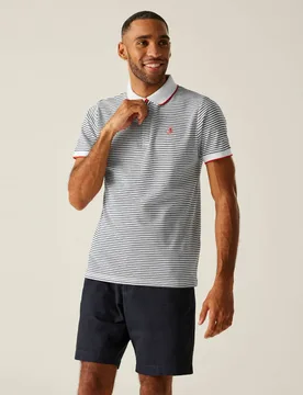 Tiver Pure Cotton Striped Tipped Polo Shirt White Mix male - Regatta - FashionsVida