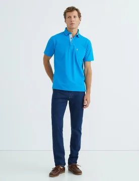 Pantalón hombre chino regular fit denim índigo oscuro - Mirto - FashionsVida