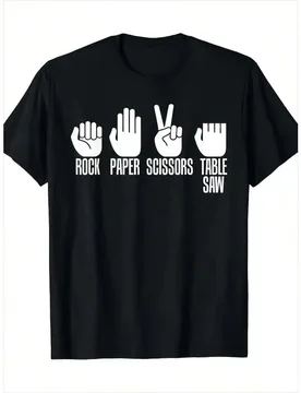 Men's Rock Paper Scissors Table Saw Graphic T-Shirt - Casual Black Cotton Tee, Breathable Short Sleeve Crew Neck - Aliexpress - FashionsVida