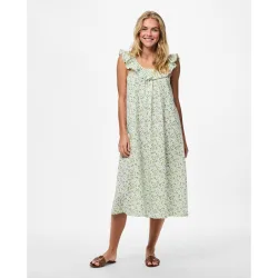 Vestido largo con volantes de flores de mujer