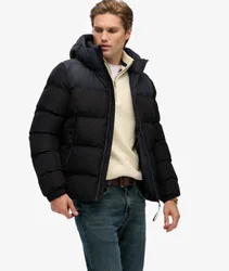 Superdry Herren Gesteppt Kapuzenjacke, Schwarz - Größe: S