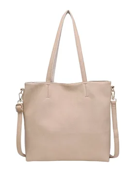 Women's 2in1 Large Handle Resersable Tote Bag with Crossbody Purse Handbag in Camel - Camel - Size: One Size - Kitise - FashionsVida