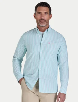 Long Sleeve Stanford Stripe Oxford Mens Shirt - - Size: M - Raging Bull - FashionsVida