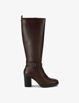 Wide Fit Leather Block Heel Knee High Boots Brown female - Carvela - FashionsVida