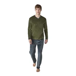 Jjbfp801 Mens Long-Sleeved Velvet Pajamas - Green - Size X-Large