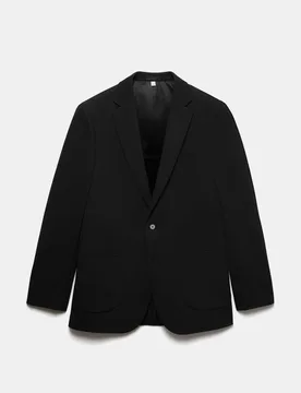 Tailored Fit Jersey Textured Blazer Black male - M&S - FashionsVida