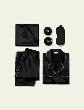 Ensemble Cadeau Nuit Bliss L - Soie Charmeuse, Pyjama, Masque & Chouchous, Luxe et Confort