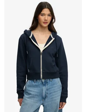 Sweat-shirt à Zip Essential Logo Cropped Eclipse Navy 2XL - Superdry - FashionsVida