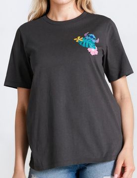 T-shirt in cotone con stampa Stitch - grigio scuro