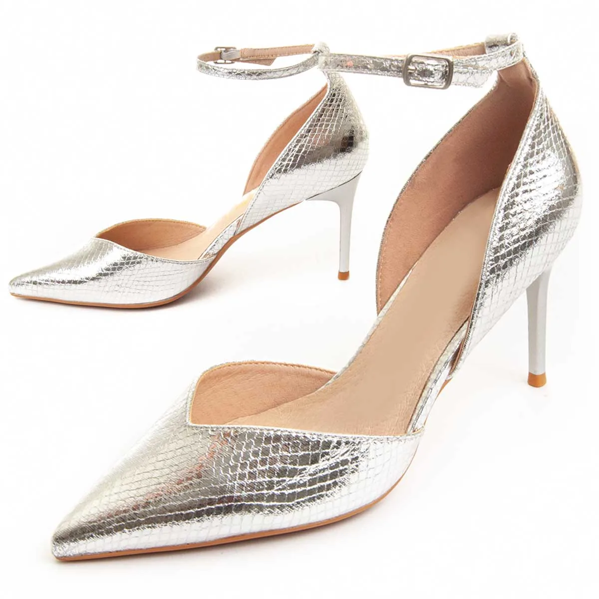 Womens Heel Shoe Festshoe6 In Silver - Size Eu 38 - Montevita - FashionsVida