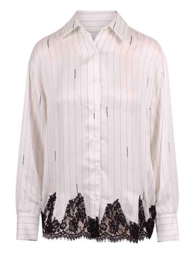 Camicia Gessata Con Pizzo