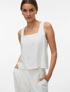Top cropped de mujer tejido lino - Vero Moda - FashionsVida