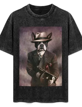 Boston Terrier Gangster T-Shirt Big and Tall Crew Neck Tee - Aliexpress - FashionsVida
