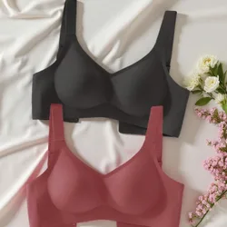 Set de 2 sujetadores deportivos minimalistas y cómodos para mujeres, sin cables, de unicolor
