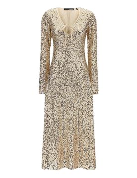 Vestito midi con paillettes a rete
