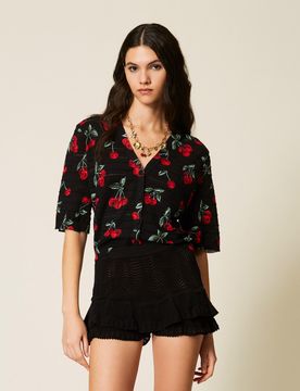 Cardigan avec imprimé cerises