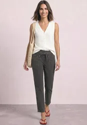 Slim Leg Cordhose im Loose Fit female Grau