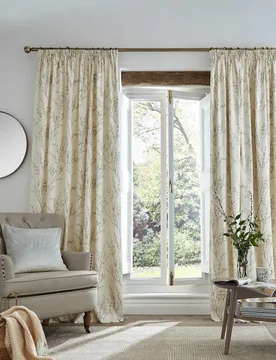 Pure Cotton Pussy Willow Pencil Pleat Curtains Light Grey Mix - Laura Ashley - FashionsVida
