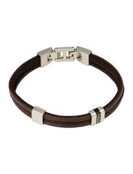 FOSSIL Pulsera chocolate / plata