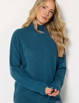 Women's Tall High Neck Jumper in Teal Size: 18-20 - Teal - Size: 18-20 - Long tall sally - FashionsVida